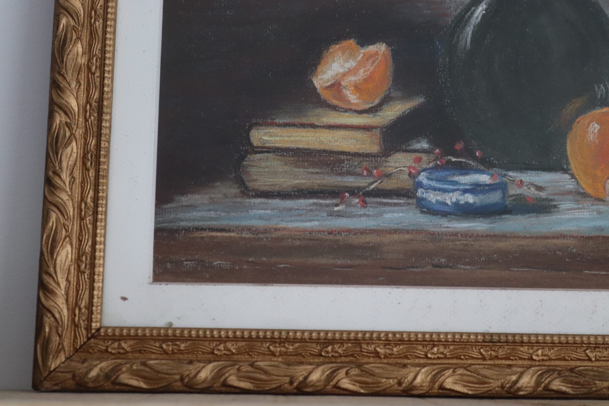 Old still life painting orange