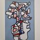 Screenprint after Jean Dubuffet framed under glass 27 cm by 32 cm