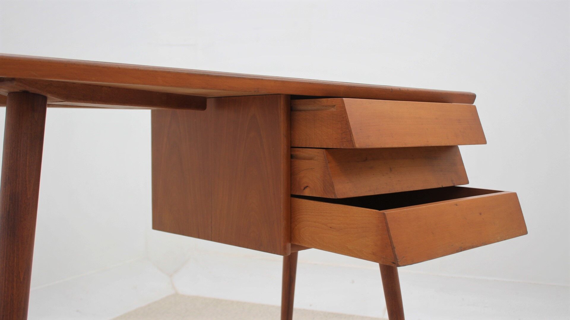 Mid century cherry wood desk with formica top