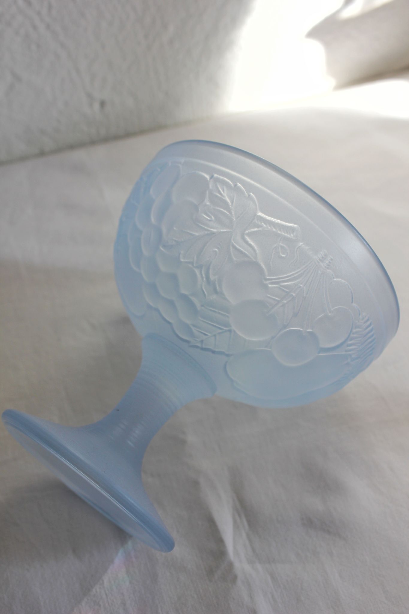 2 vintage pastel opal glass ice cream cups