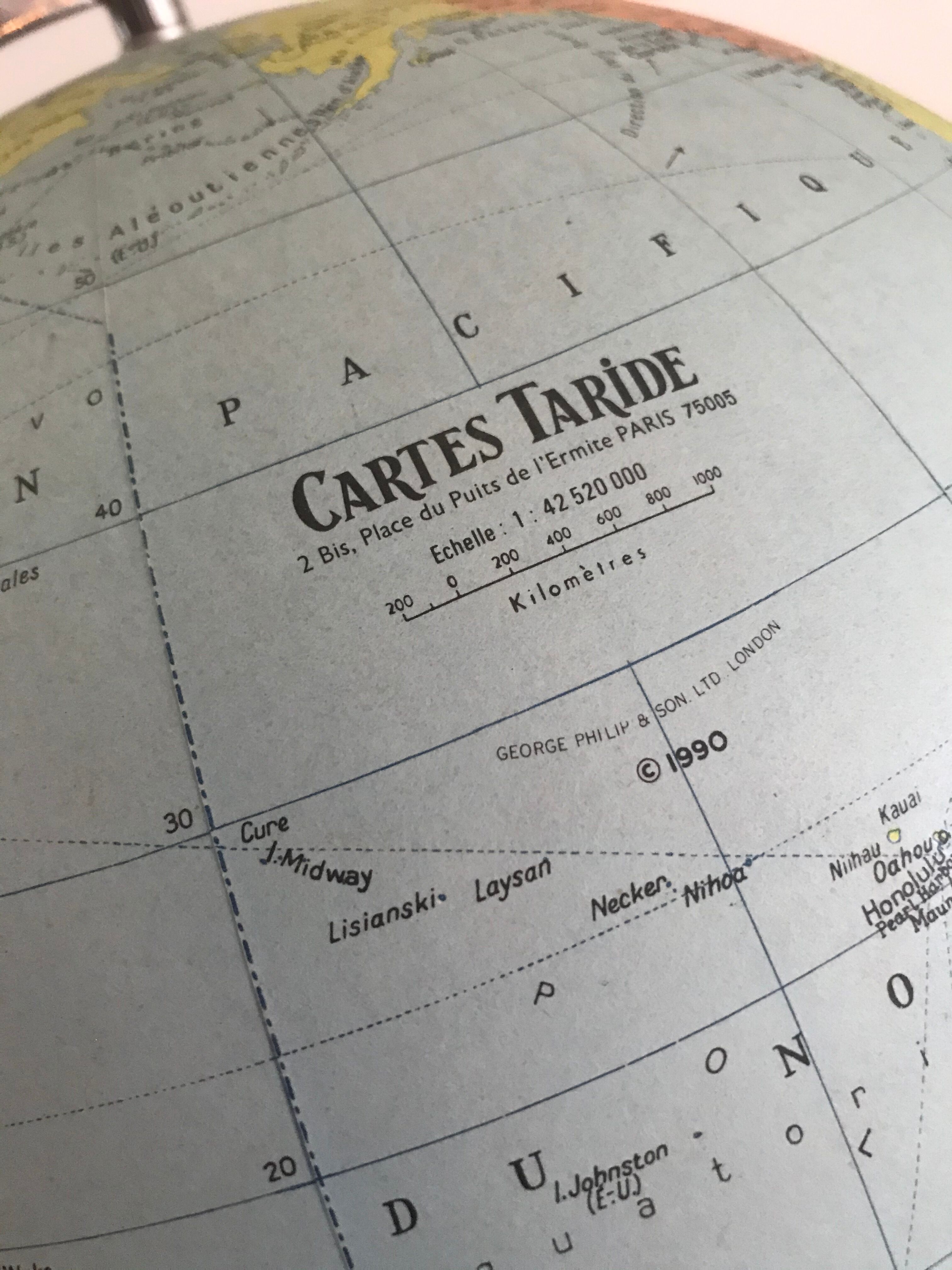 Bright globe of taride maps by georges philip - sound, paper map 1990