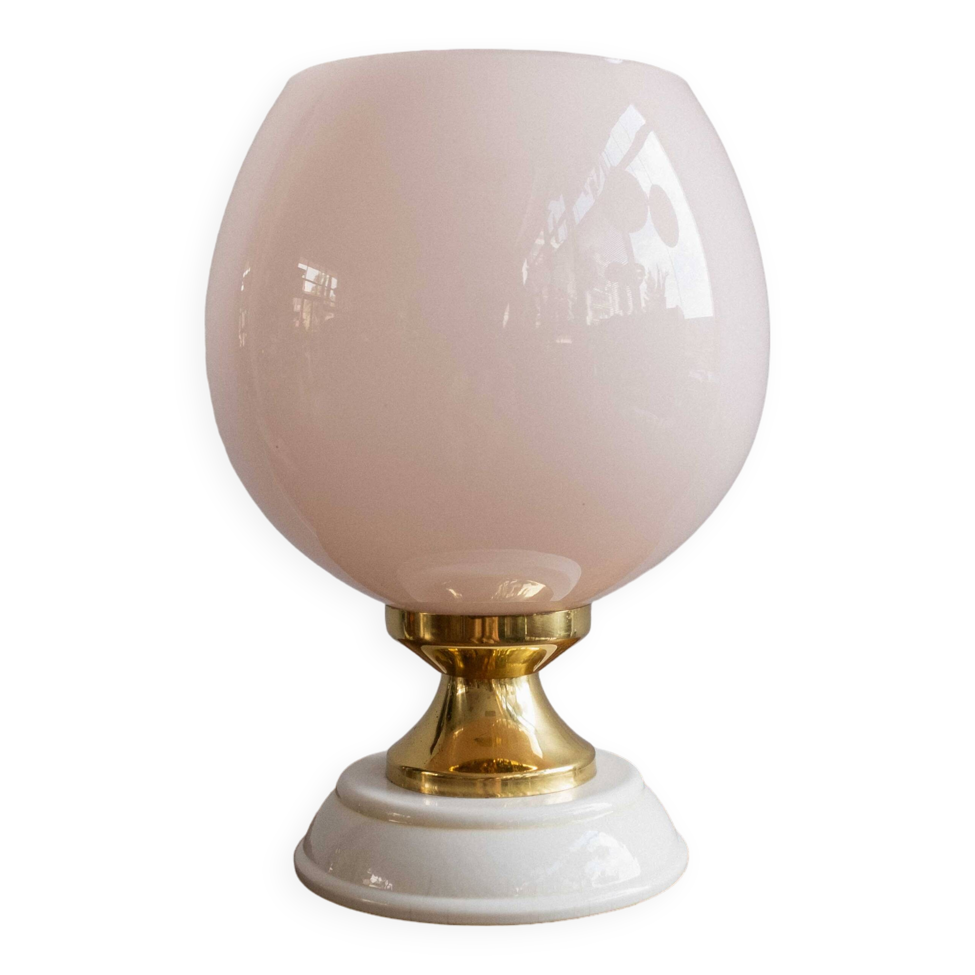 Vintage Czechoslovak Powder Pink Glass Table Lamp, 1970s