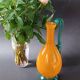 Vintage orange and green blown glass bottle, art glassware