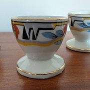 Set of four Art Deco porcelain egg cups from the 1930s.