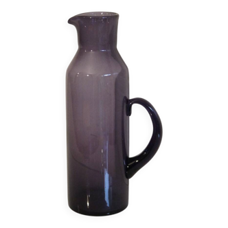 Vintage colored suede glass pitcher, 1970s
