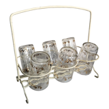 Six verres décorés dans leur panier de présentation