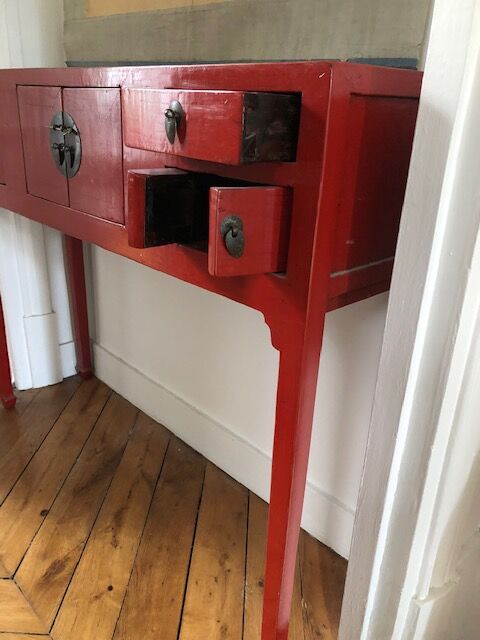 Chinese red lacquered console early twentieth century