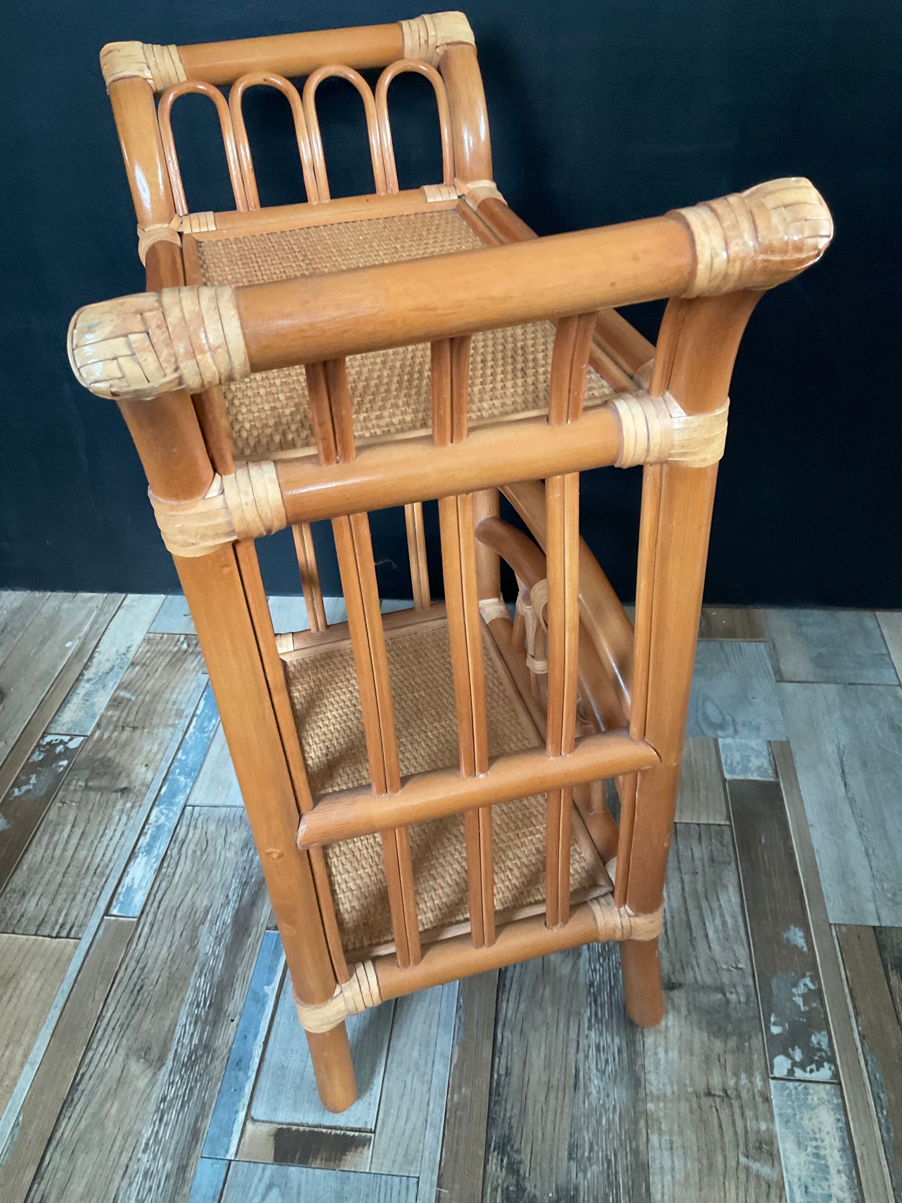 Vintage rattan side table from the 70s