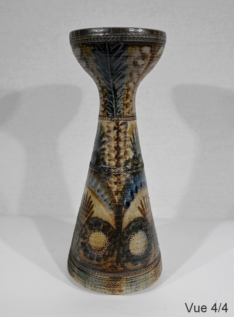 Vase in Salt Sandstone, signed J-C. Courjault for Keraluc Quimper - 1960