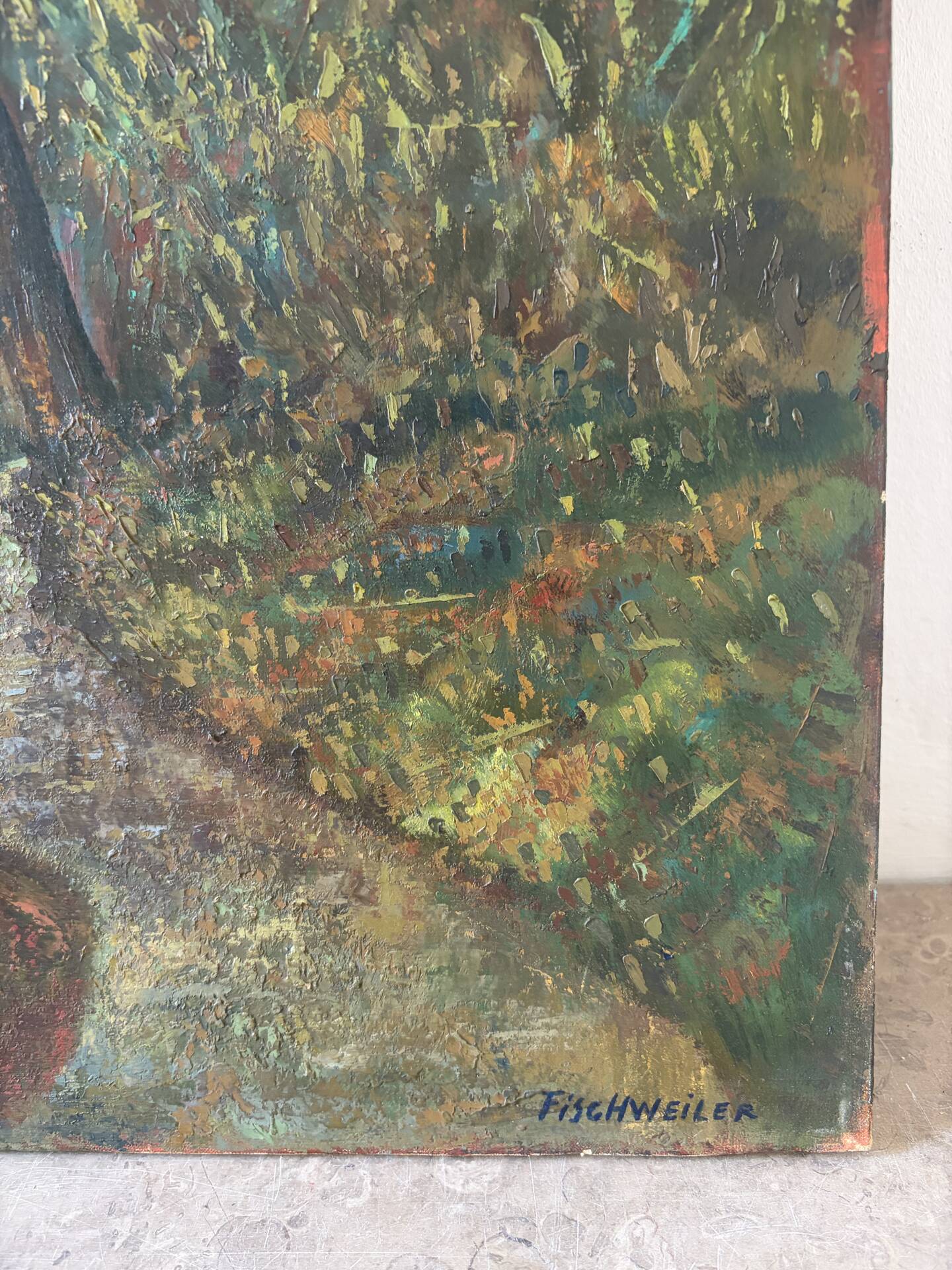 Sous un ciel d’orage, huile sur toile signée