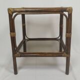 Rattan and glass coffee table