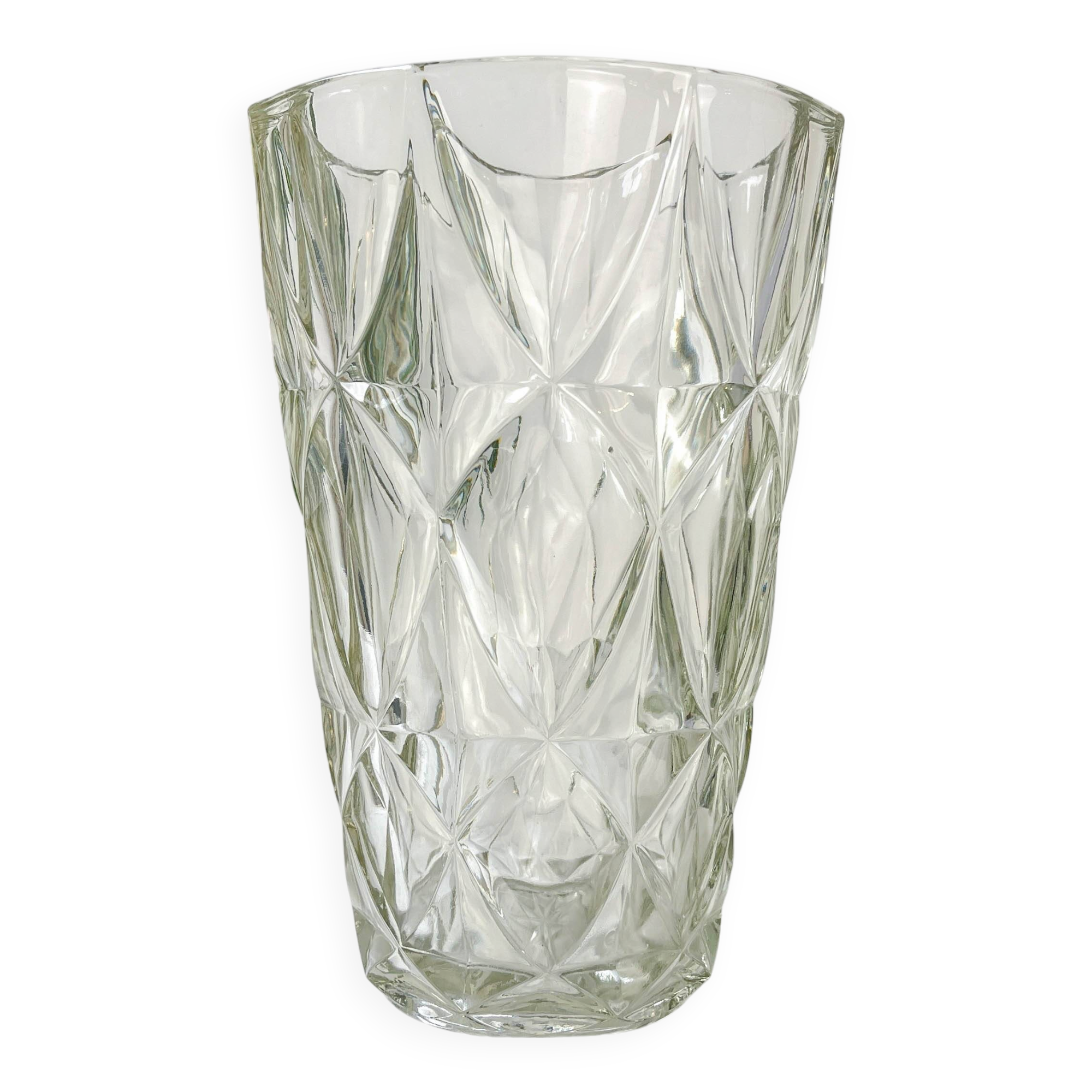Vintage glass vase with geometric pattern