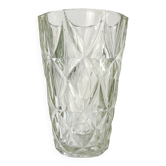 Vintage glass vase with geometric pattern