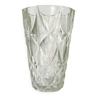 Vase vintage en verre motif géométrique