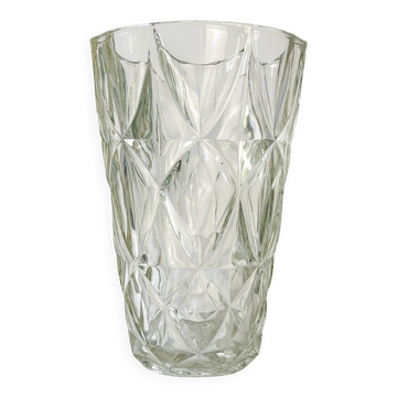 Vase vintage en verre motif géométrique