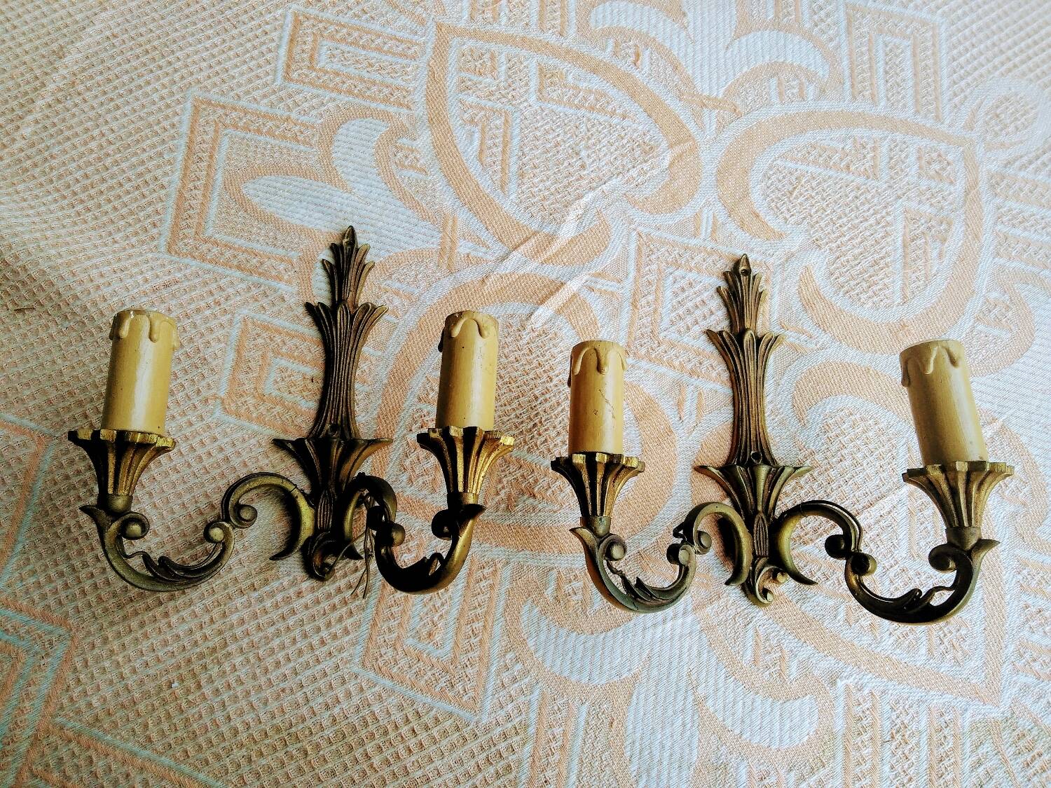 Pair of vintage bronze wall lights