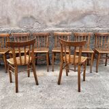Series of 8 chairs bistro wood curve