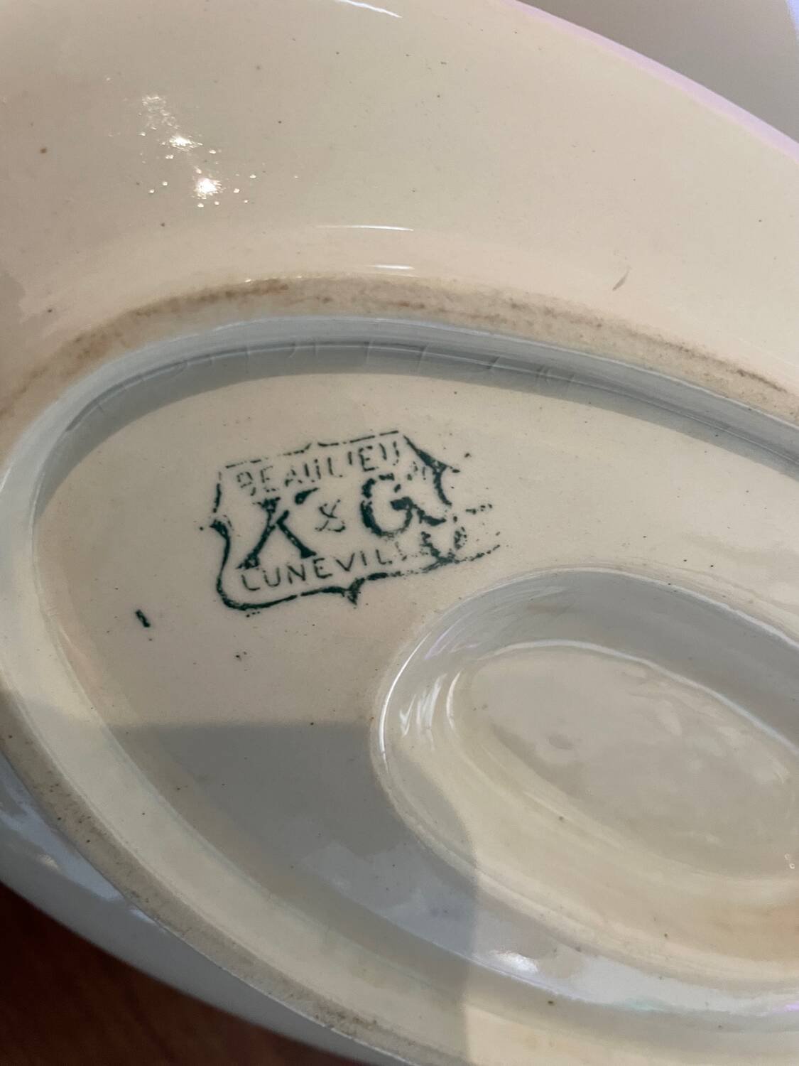 KG Luneville porcelain gravy boat