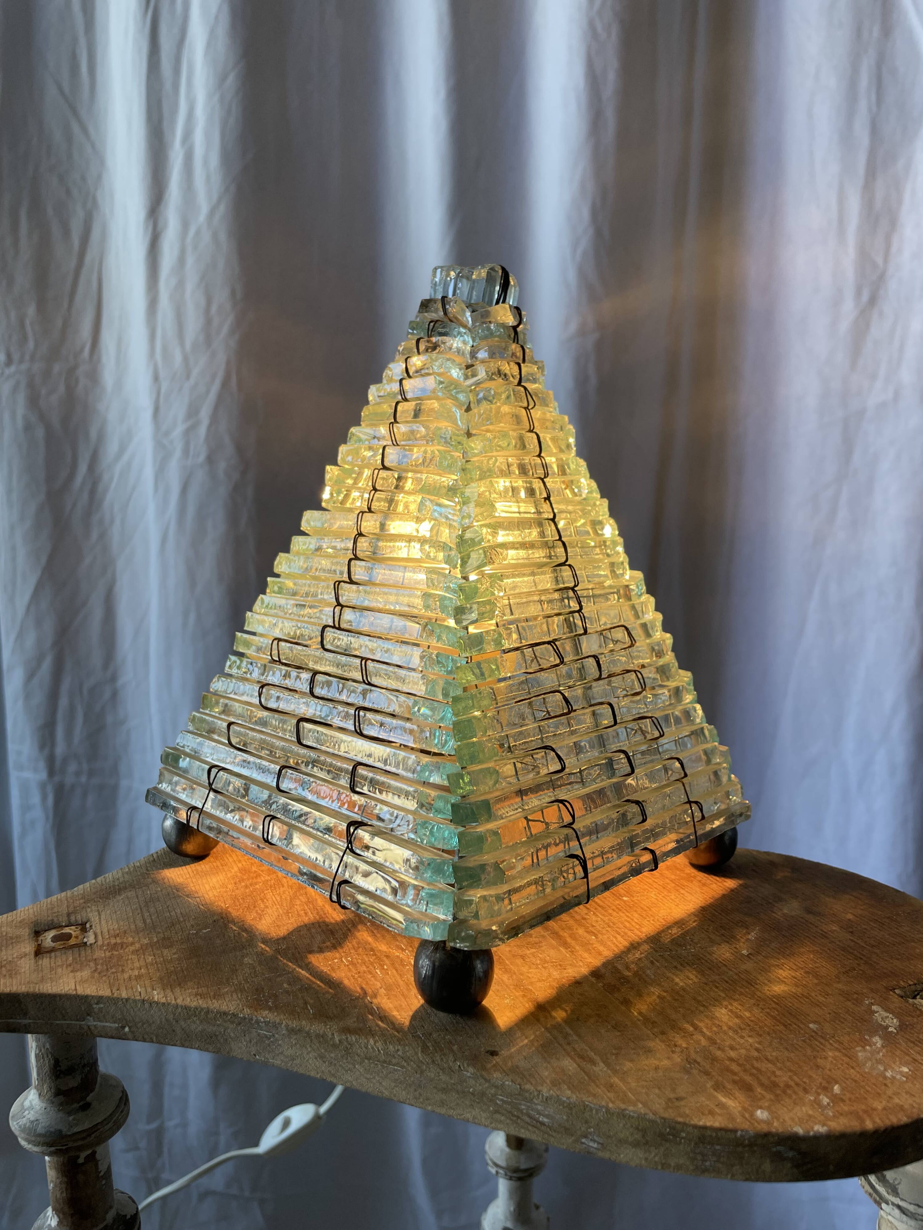 Brutalist glass lamp from the 1970s.