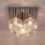 Ceiling light or wall sconce J.T. Kalmar in cubic glass, Austria, 1960s.