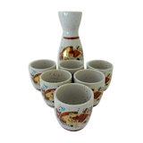 Far Eastern porcelain sake service consisting of a carafon and six cups