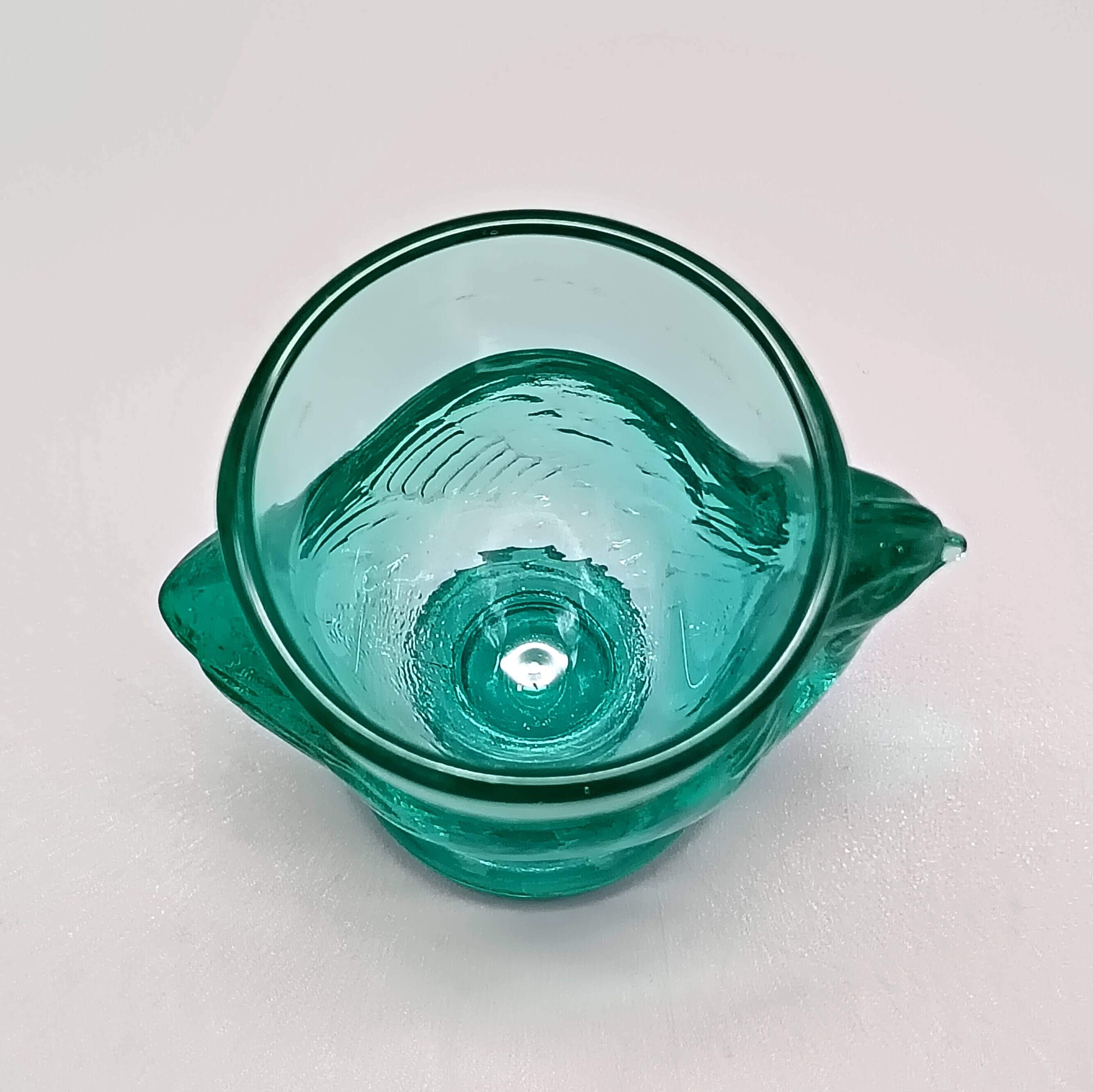 3 vintage french egg cups, turquoise glass, hen shape, luminarc