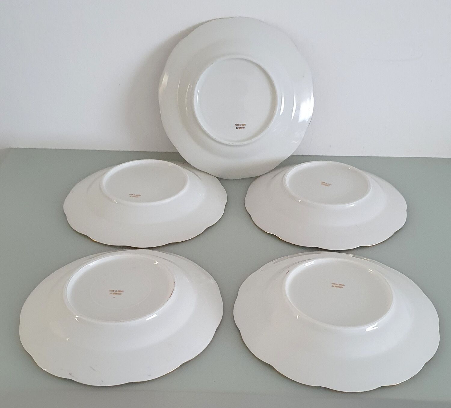 Set of 5 Limoges enameled porcelain plates