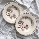 2 “Oeillet” ironstone earthenware soup plates KG Lunéville