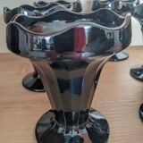 Selling 6 black glass ice cream cups, vintage 80s, luminarc