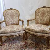 Pair of shepherdesses Louis XV gilded wood