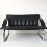 Sofa and Chair in black leather of Sede DS-127 of Gerd Lange 1980 s