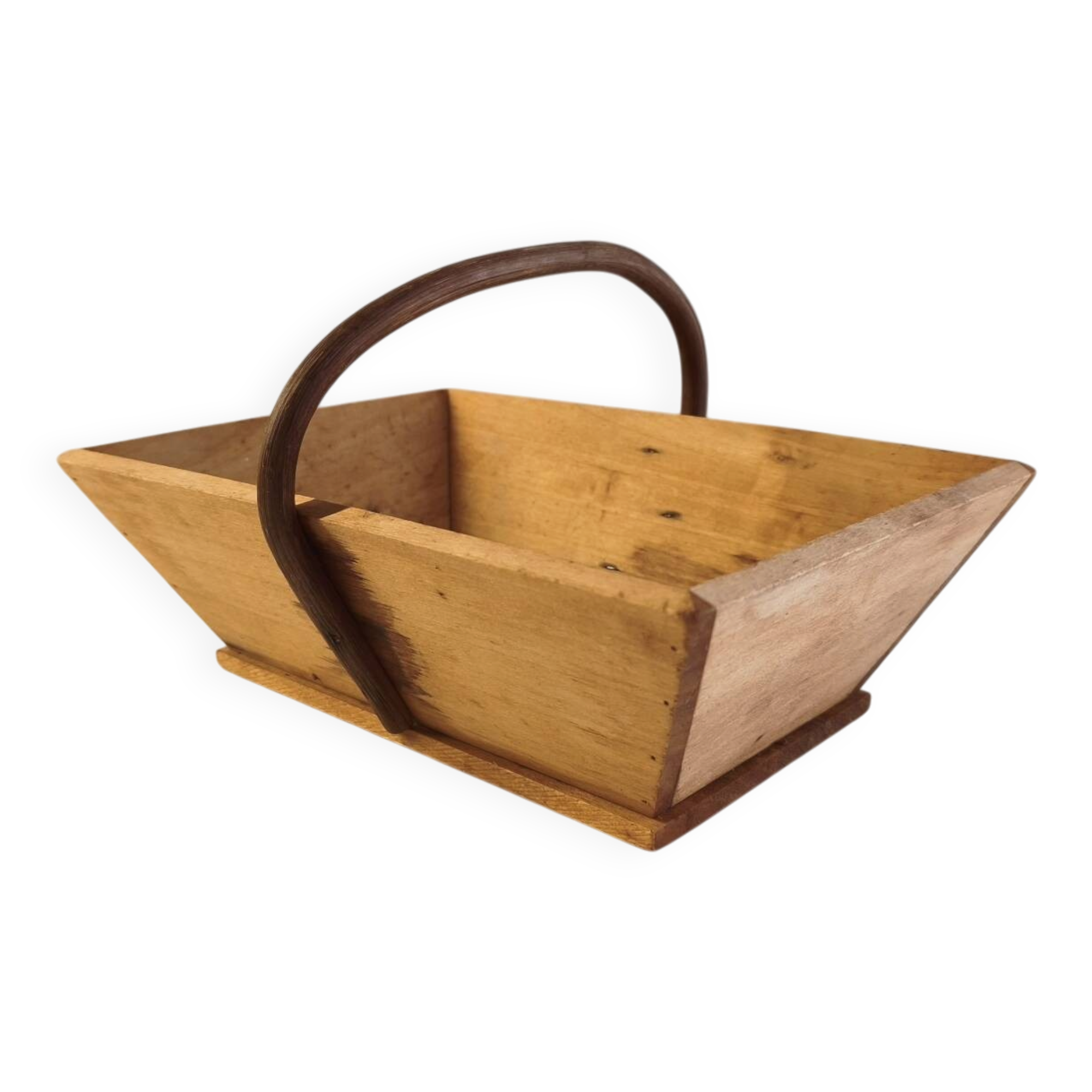 Small basket / vintage wooden harvest basket – Curved handle