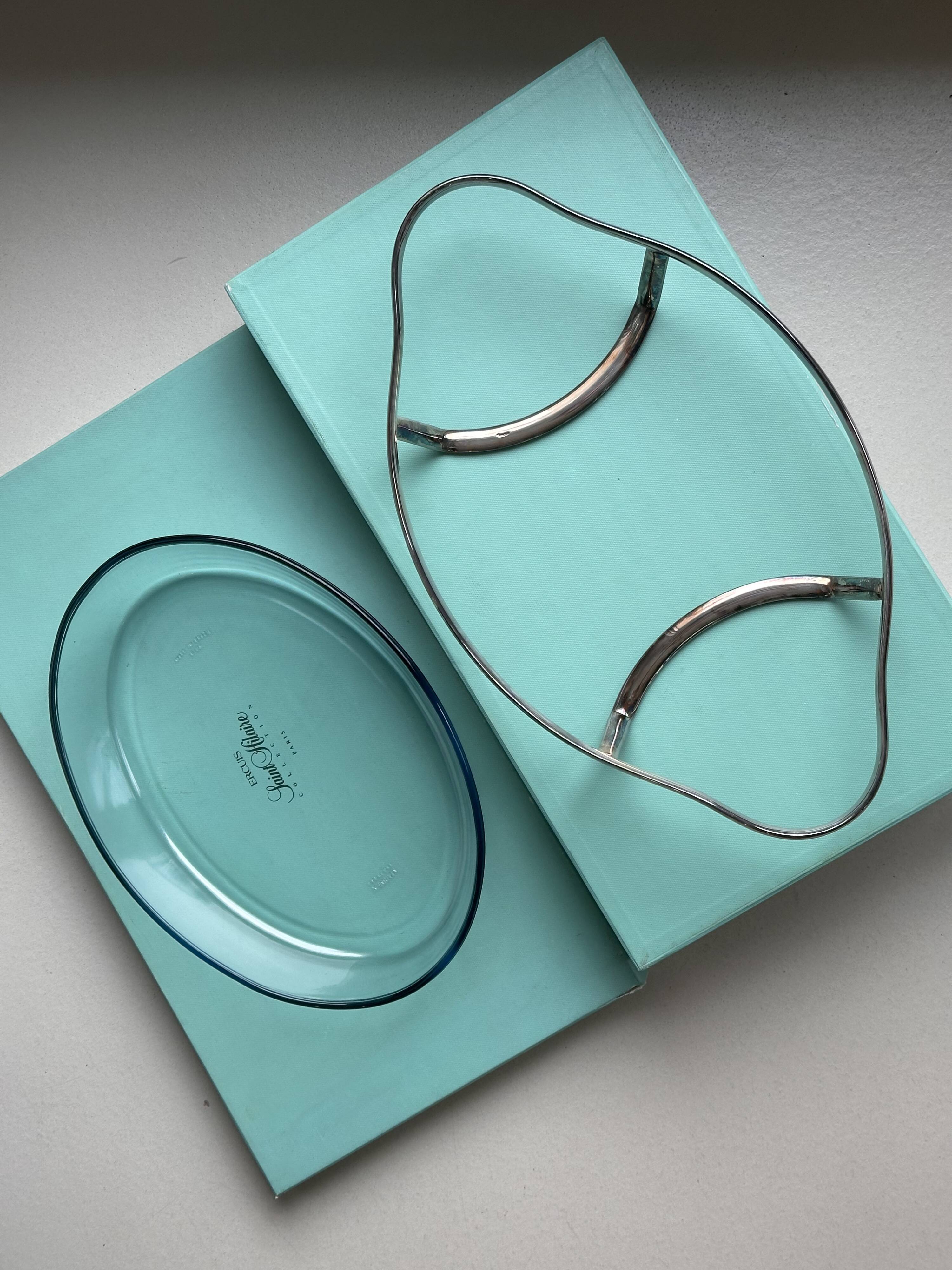 Plate + Presentation tray Saint-Hilaire Ercuis – glass and silver-plated metal