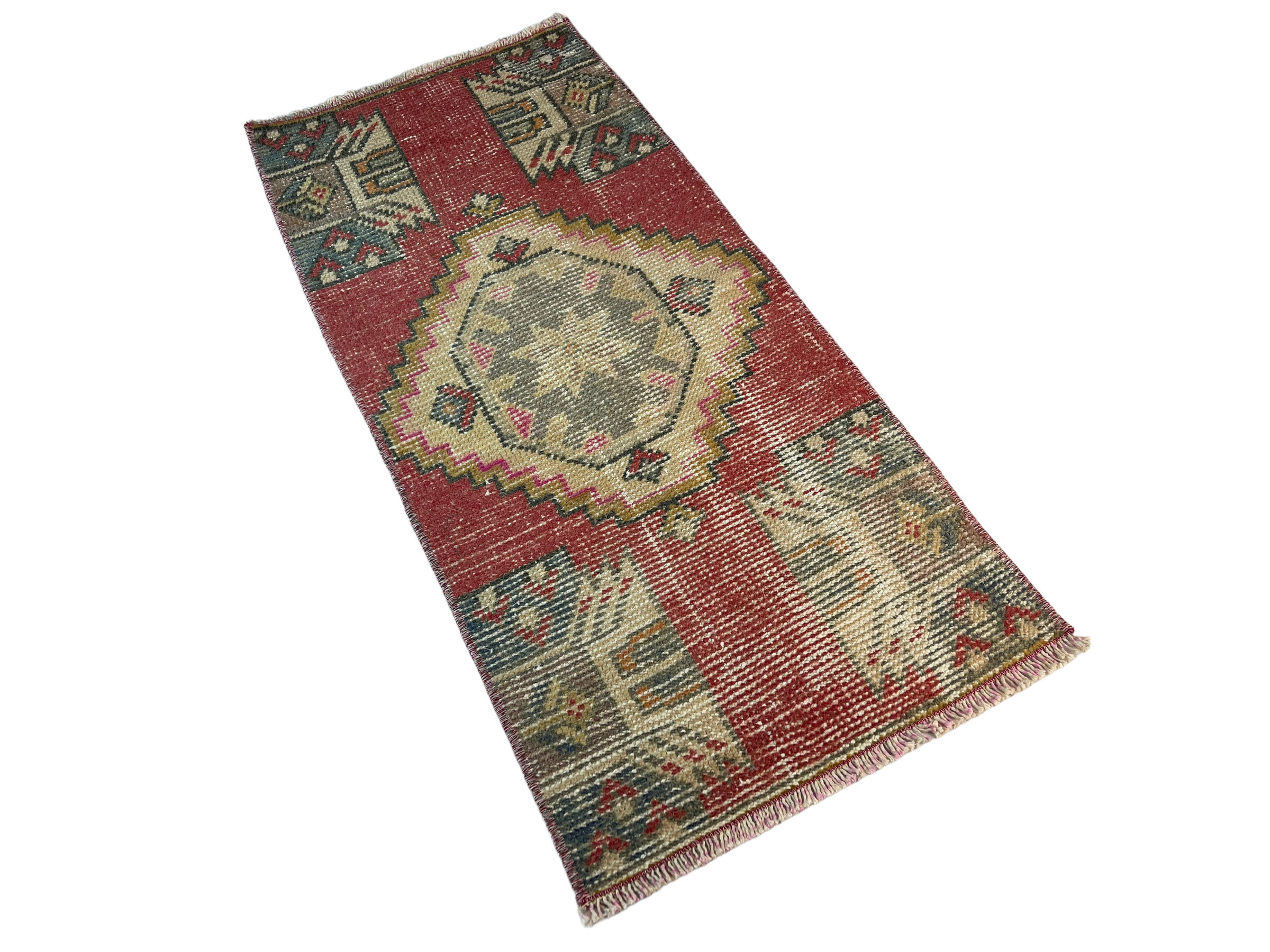 Vintage turkish pastel mini rug  98 x 45 cm
