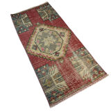 Vintage turkish pastel mini rug  98 x 45 cm