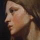 Peinture italienne du 19e siècle, portrait d'une jeune fille
