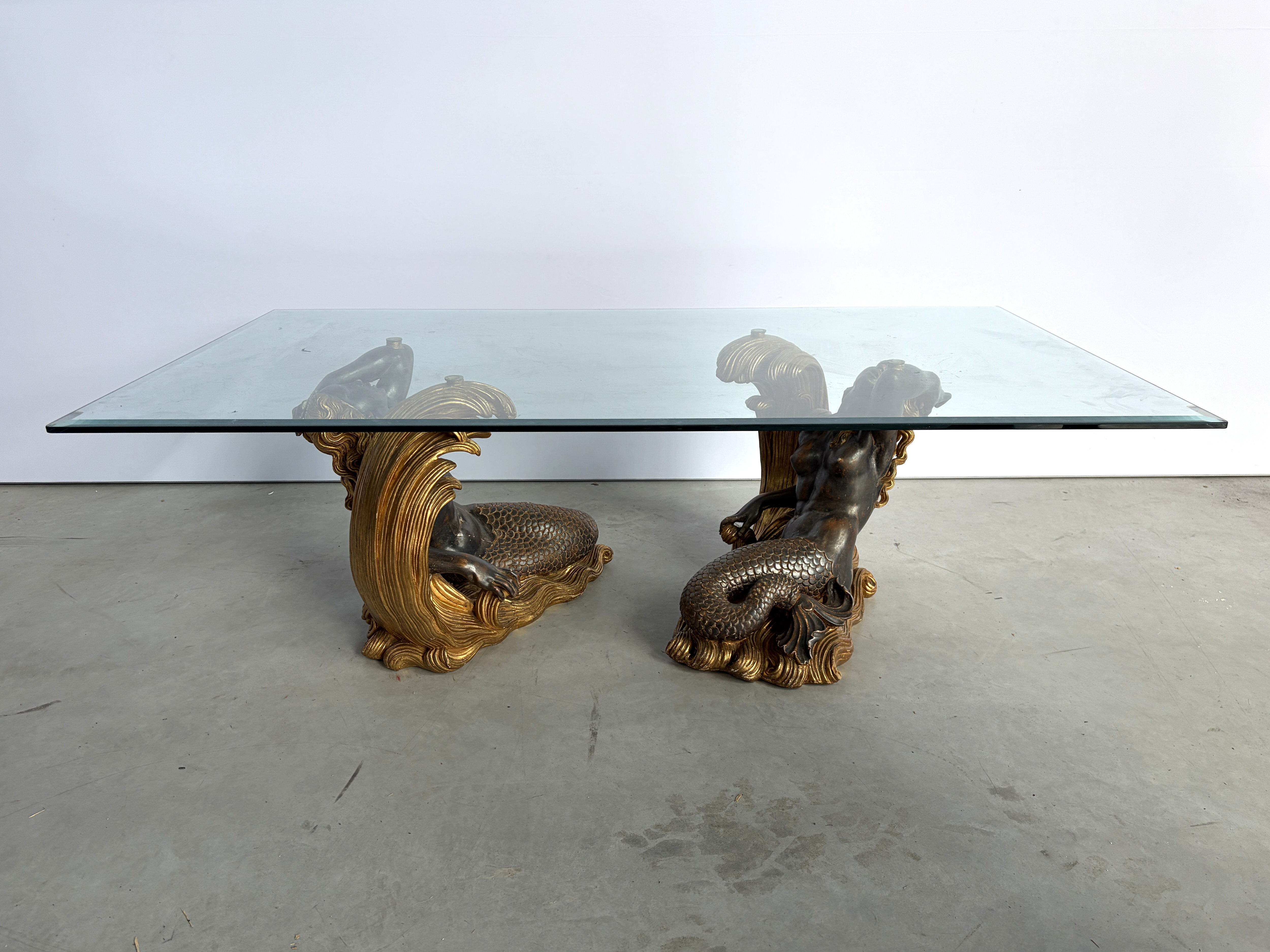 Vintage giltwood mermaid coffee table, 1960s