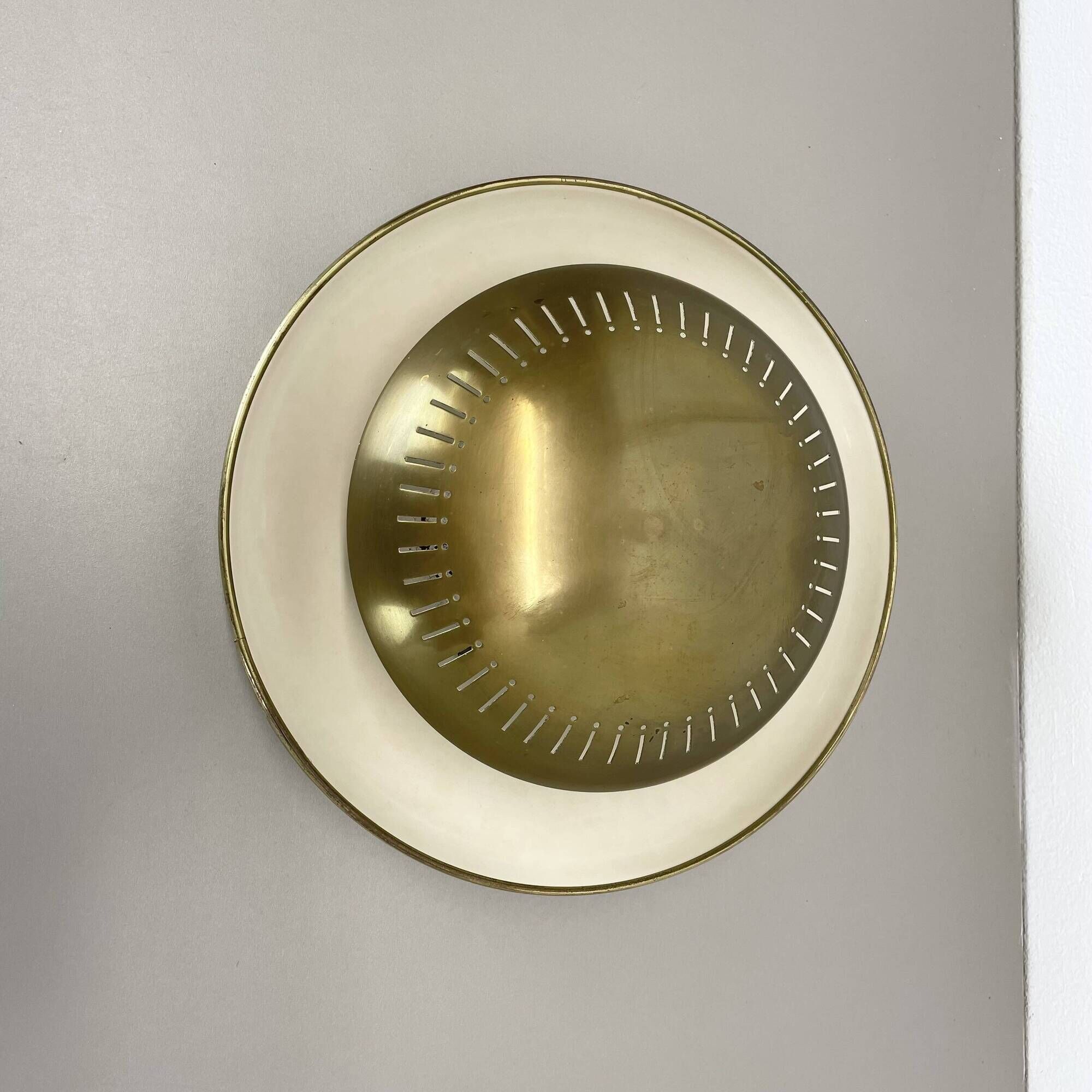 Large 30cm Brass Italian Stilnovo Style Theatre Wall Ceiling Light, Italy 1950s