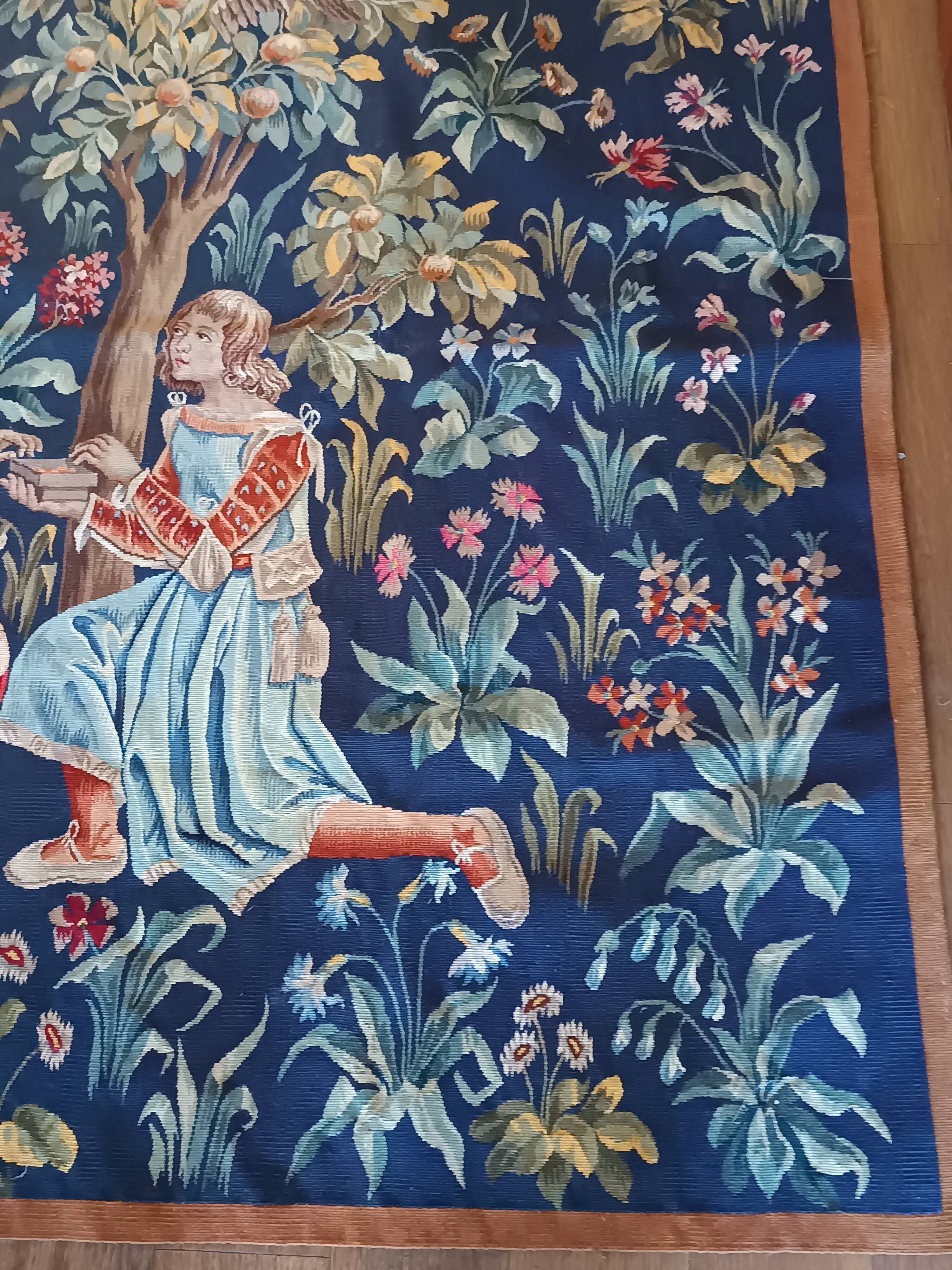 Grande tapisserie Jules Pansu –  La Dame au coffret  – Point d’Halluin