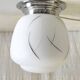 Ceiling light, globe wall lamp in opaline and chrome mount - mid 20th century.