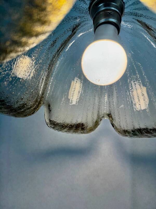 Vintage Briloner Leuchten pendant light, smoke grey bubble glass, 1970