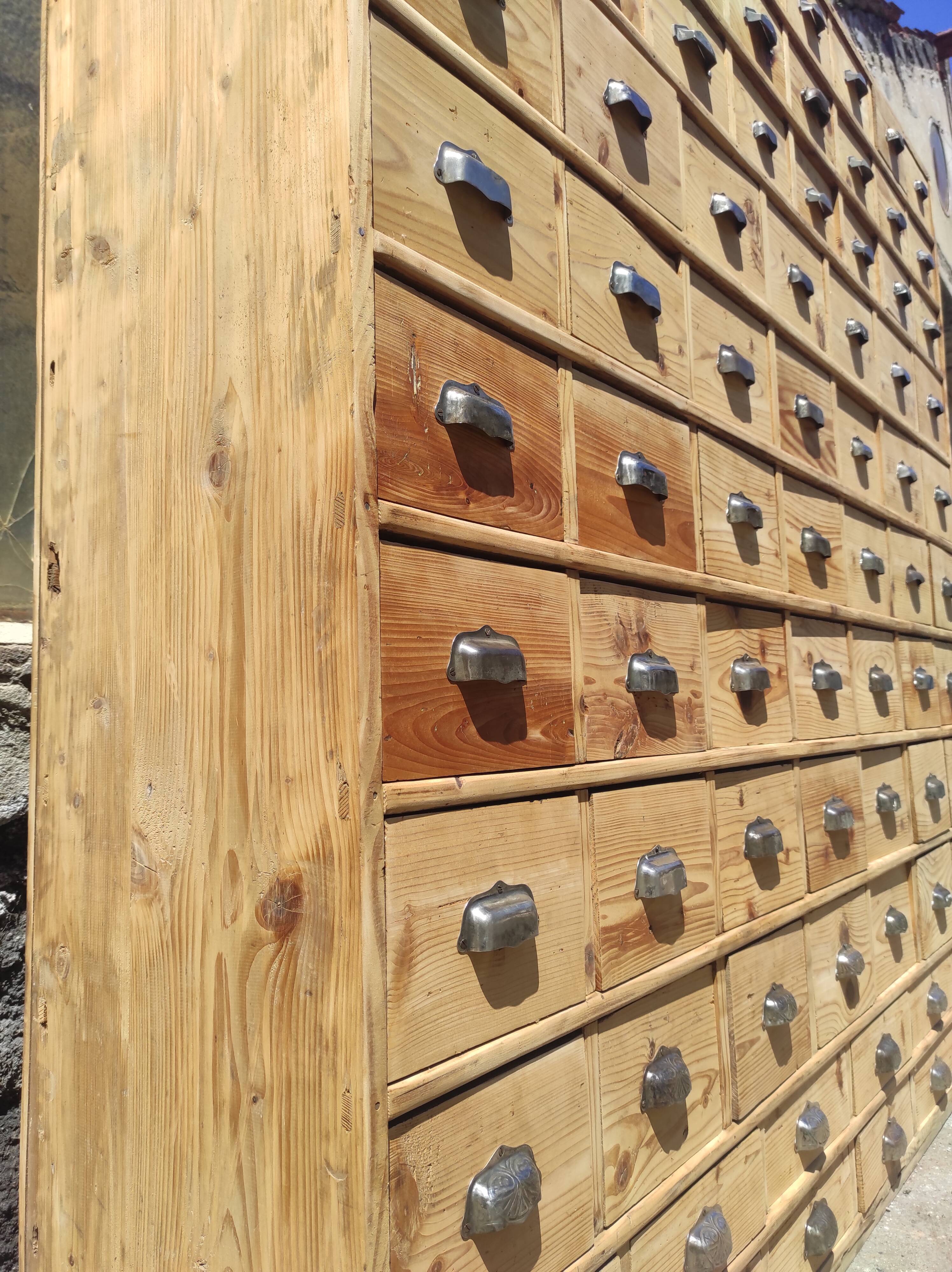 Vintage Industrial Workshop 78 Drawer 2x2 Workshop Craft Cabinet with Shell Handles