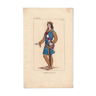 Color Engraving 19th Century 1840 Philippe III King of Navarre Count of Evreux Historical Costume Middle Ages