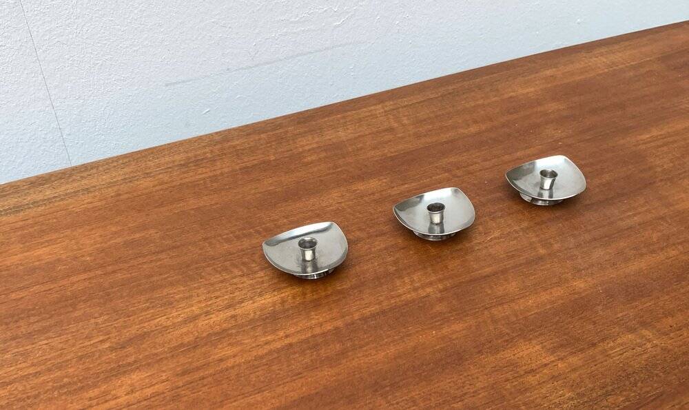 Vintage Danish minimalist candle holders by Arne Jacobsen for Stelton, set of 3.