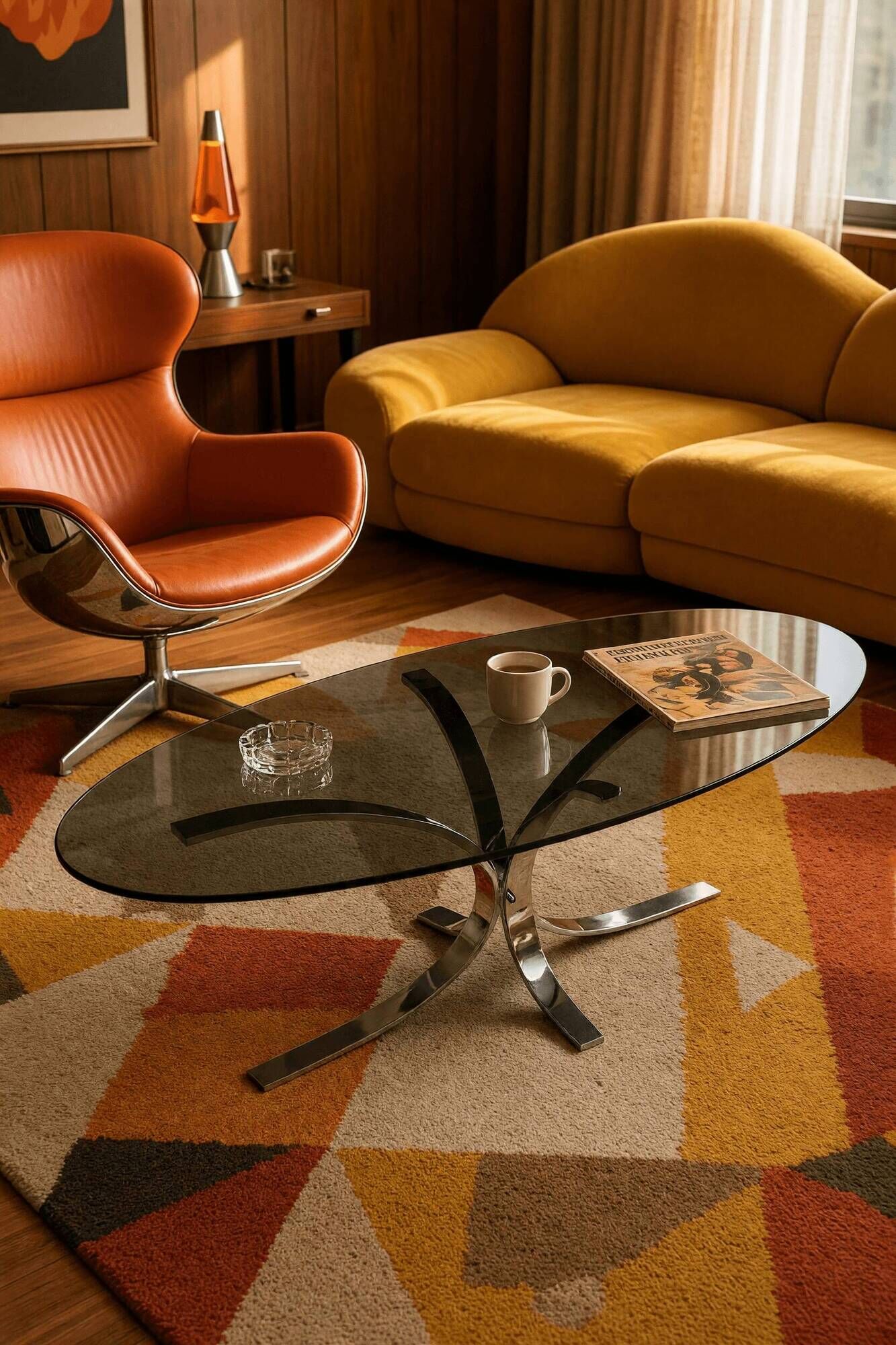 Table basse ovale vintage, 1970
