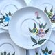Stoneware dessert plates with floral decoration