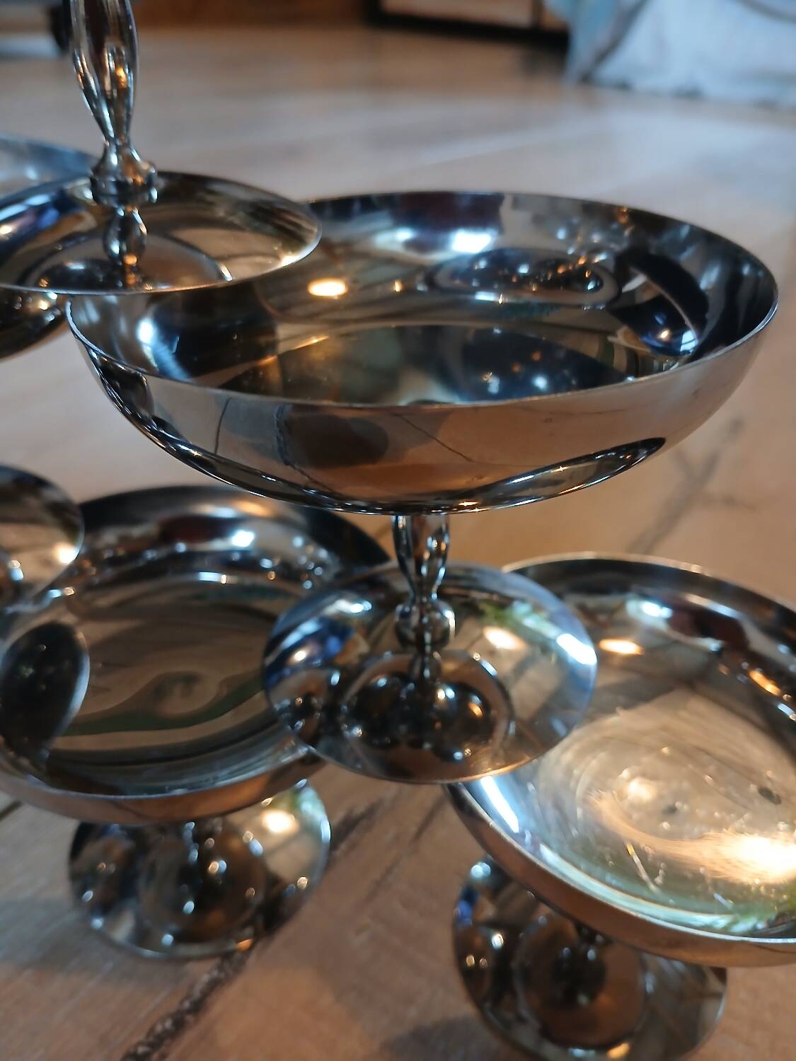 6 antique stainless steel ice cream cups
