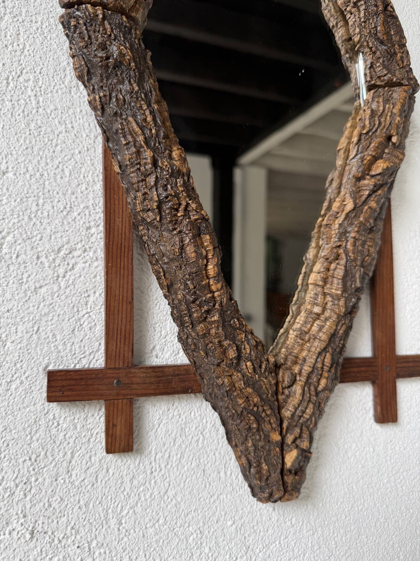 Rustic mirror wood 1900 folk art