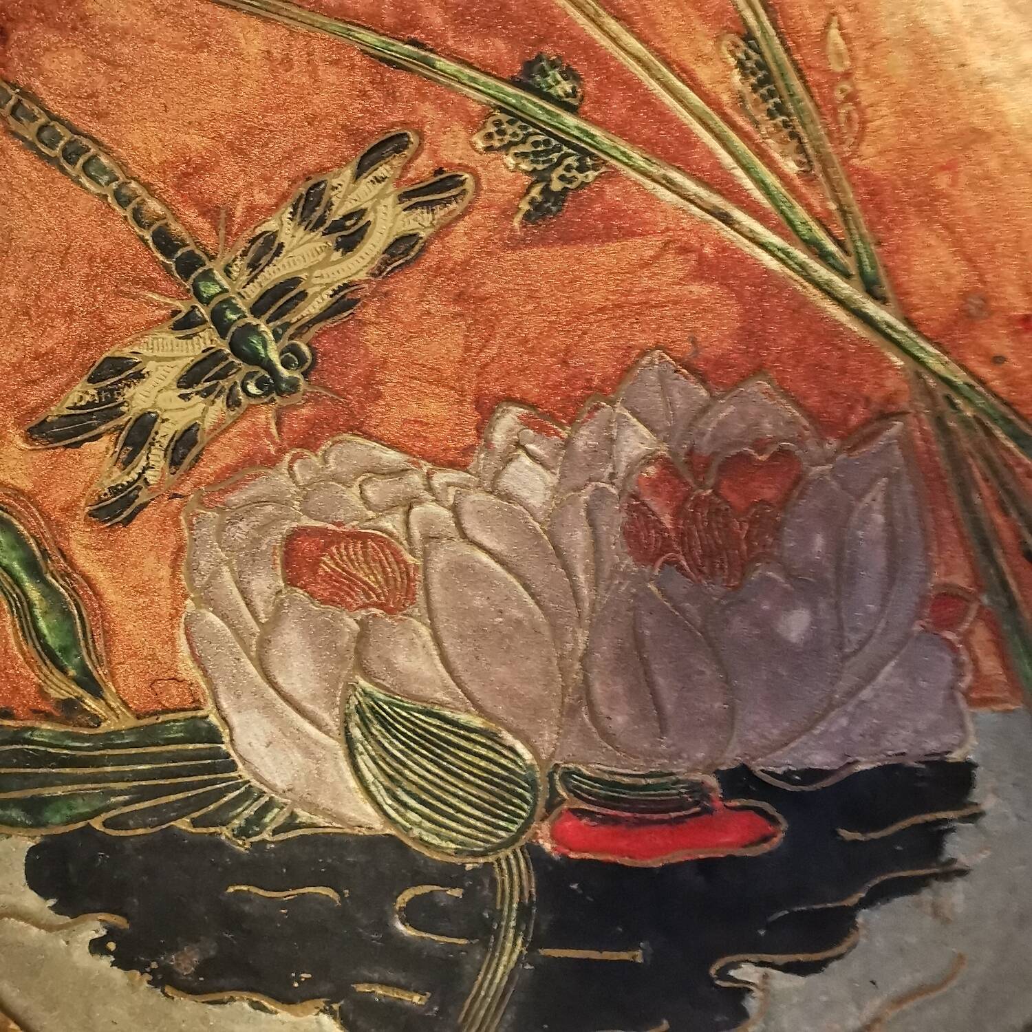 Very beautiful fruit bowl in brass and cloisonné enamel