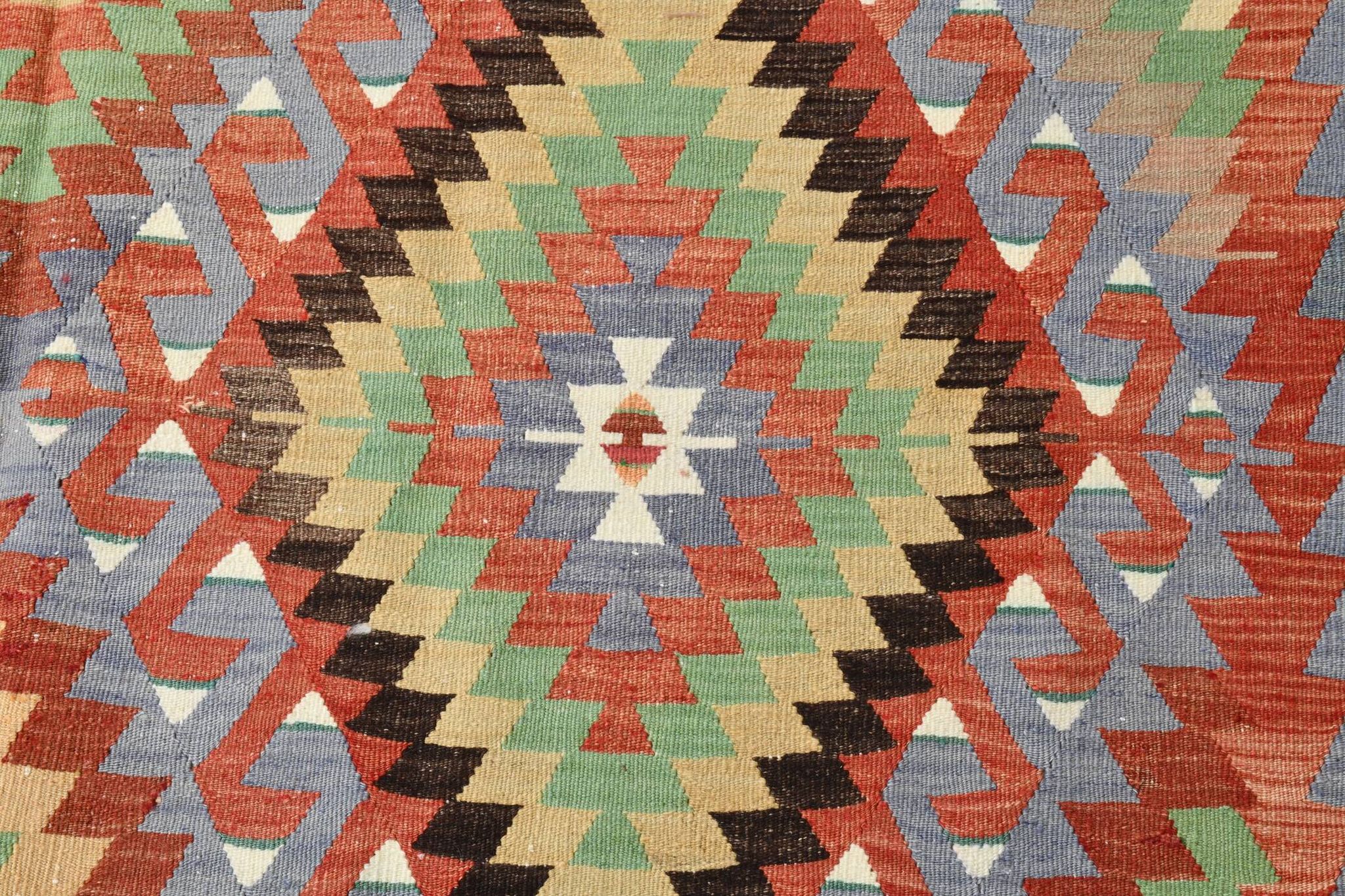 7x10 Multicolor Vintage Kilim Rug, Pattern Kilim Rug, 207x311 cm